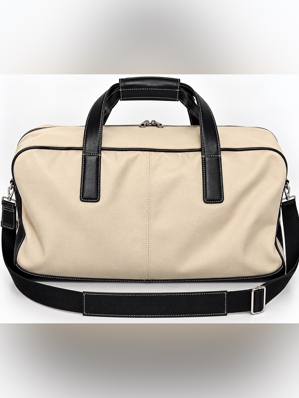 Coach Beige Canvas Travel Duffel with Black Trim 5466 with strap